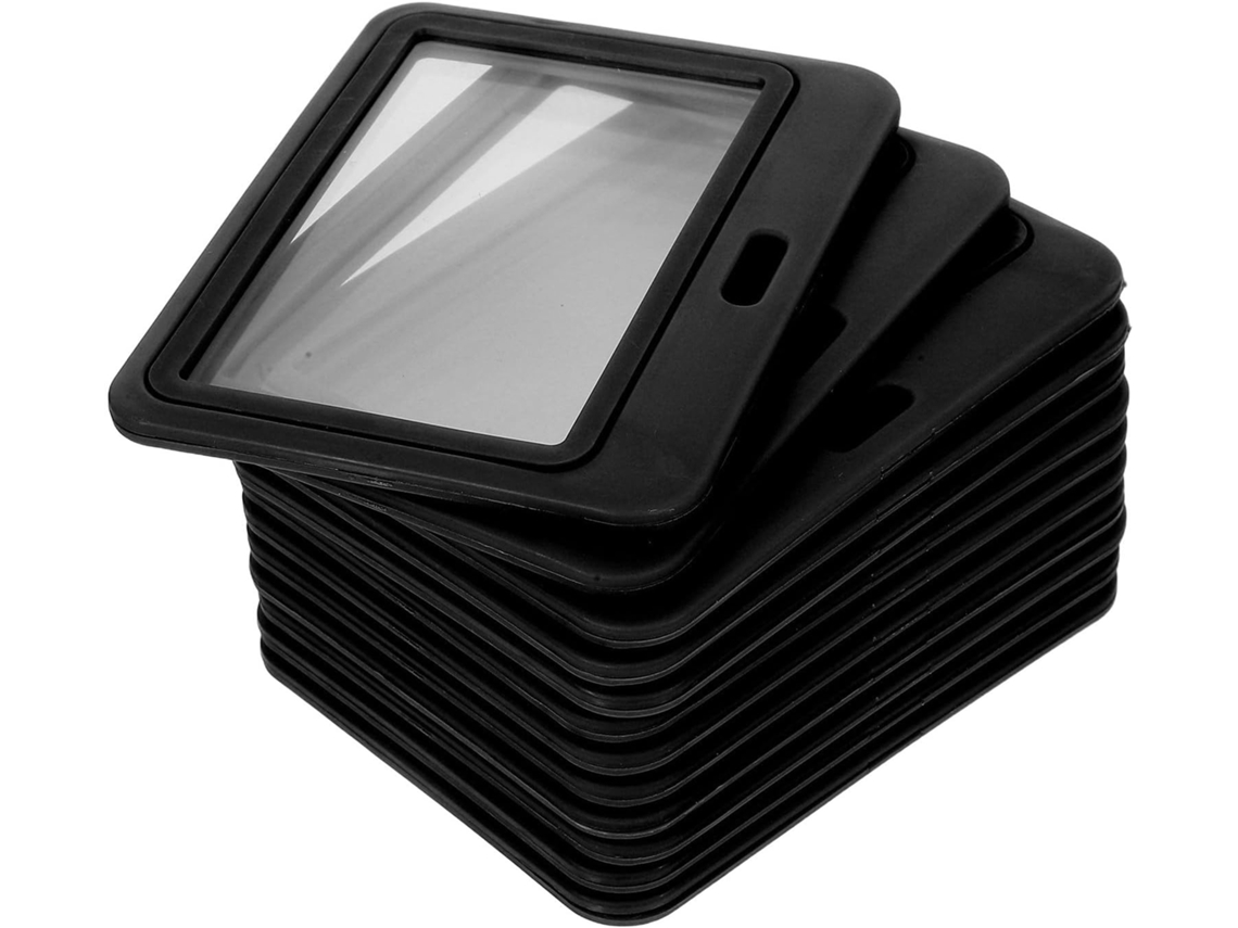 Lurelia Porta-crachá Transparente Horizontal Dupla Face Em Plástico Preto 15 Peças Para Escritório E Escola