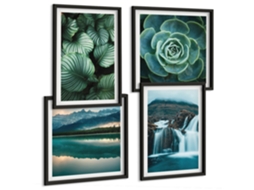 Composição De Quadros Paisagens Verdes Florestas Vegetação Espelharte (4 Peças)