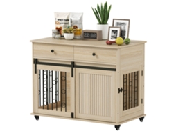 Gaiola para Cães Médios e Grandes, Mesa de Apoio, 2 Gavetas, 2 Portas, Fecho Carvalho 100x56x81 cm S/MARCA