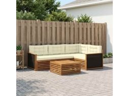 Vidaxl Conjunto De Sofás Para Exterior 5 Pcs Natural E Creme