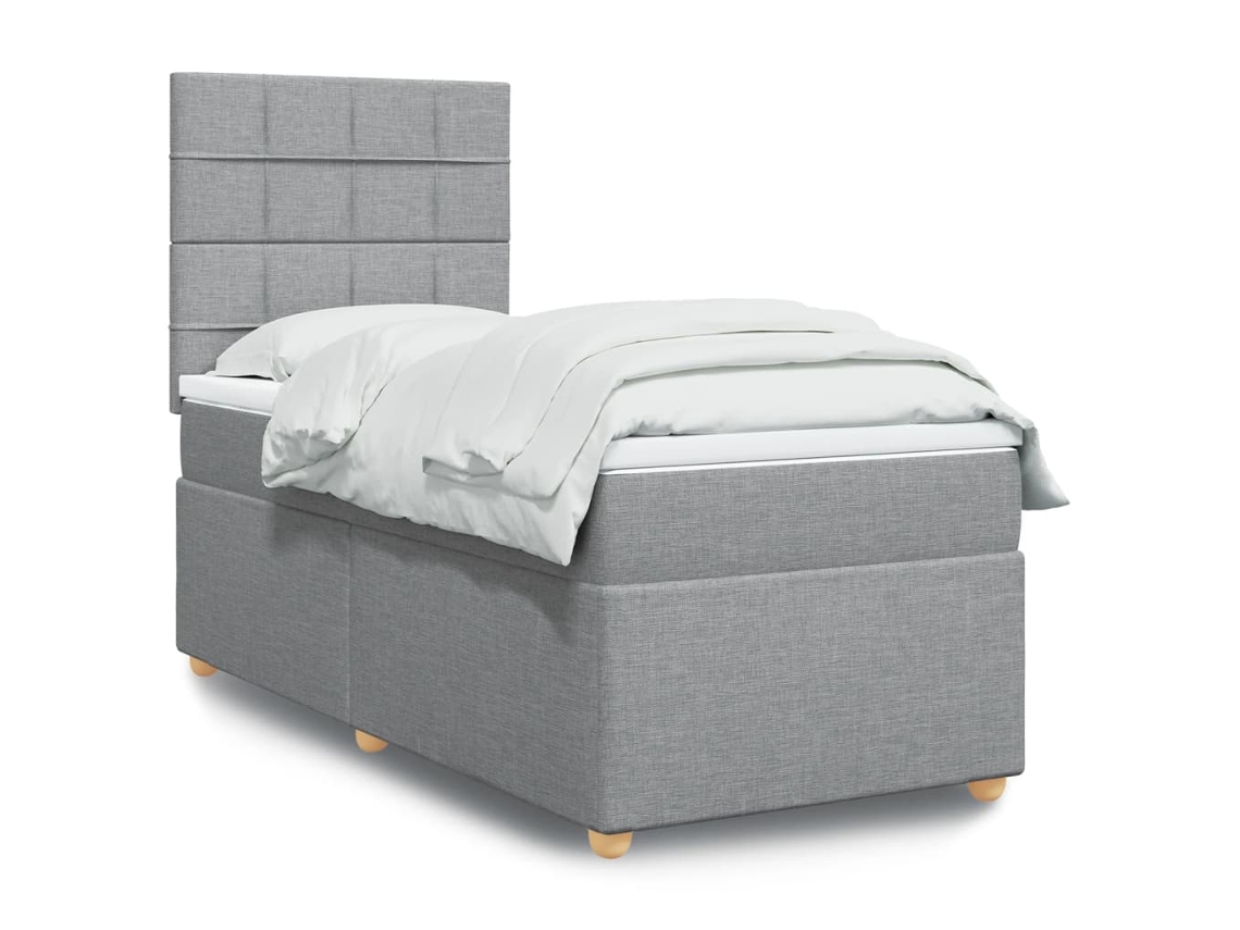 Vidaxl Cama Com Molas/colchão 90x190 Cm Tecido Cinzento-claro
