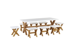 Conjunto De Refeição De Jardim Beliani Olbia De Cimento Com Fibra Branco 20x100x75