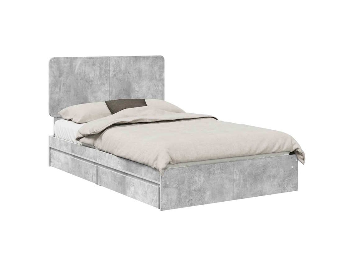 Cama com Armazenamento Cinzento 135x190 cm Madeira Processada MAISON EXCLUSIVE