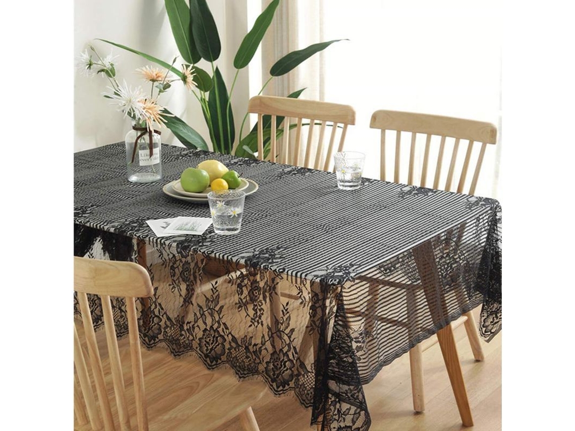 manta de Mesa de Renda Rustica Ultra Fina e Leve com Bordado Floral Quadrada 140x220 S/MARCA
