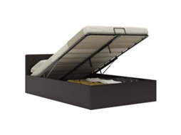 Vidaxl Cama Hidráulica C/ Arrumação 120x200cm Couro Artificial Cinza