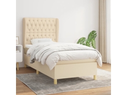 Vidaxl Cama Com Molas/colchão 90x190 Cm Tecido Cor Creme