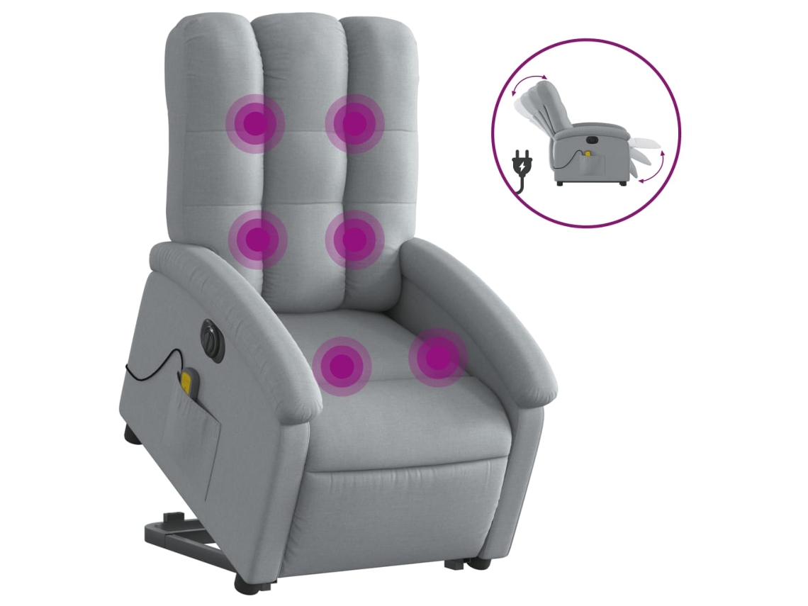 Electric Stand Up Massage Recliner Chair, Electric Stand Up Massage Recliner Chairs Vidaxl Cinzeto Tecido