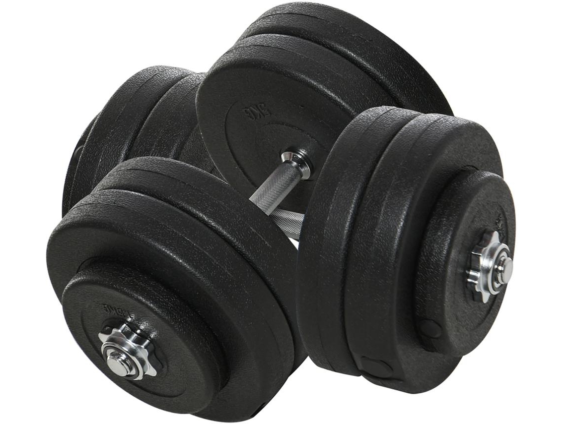 Conjunto De Halteres Ajustáveis Aço E Plástico Cor Preto Ø24.5x4.3 Cm Homcom