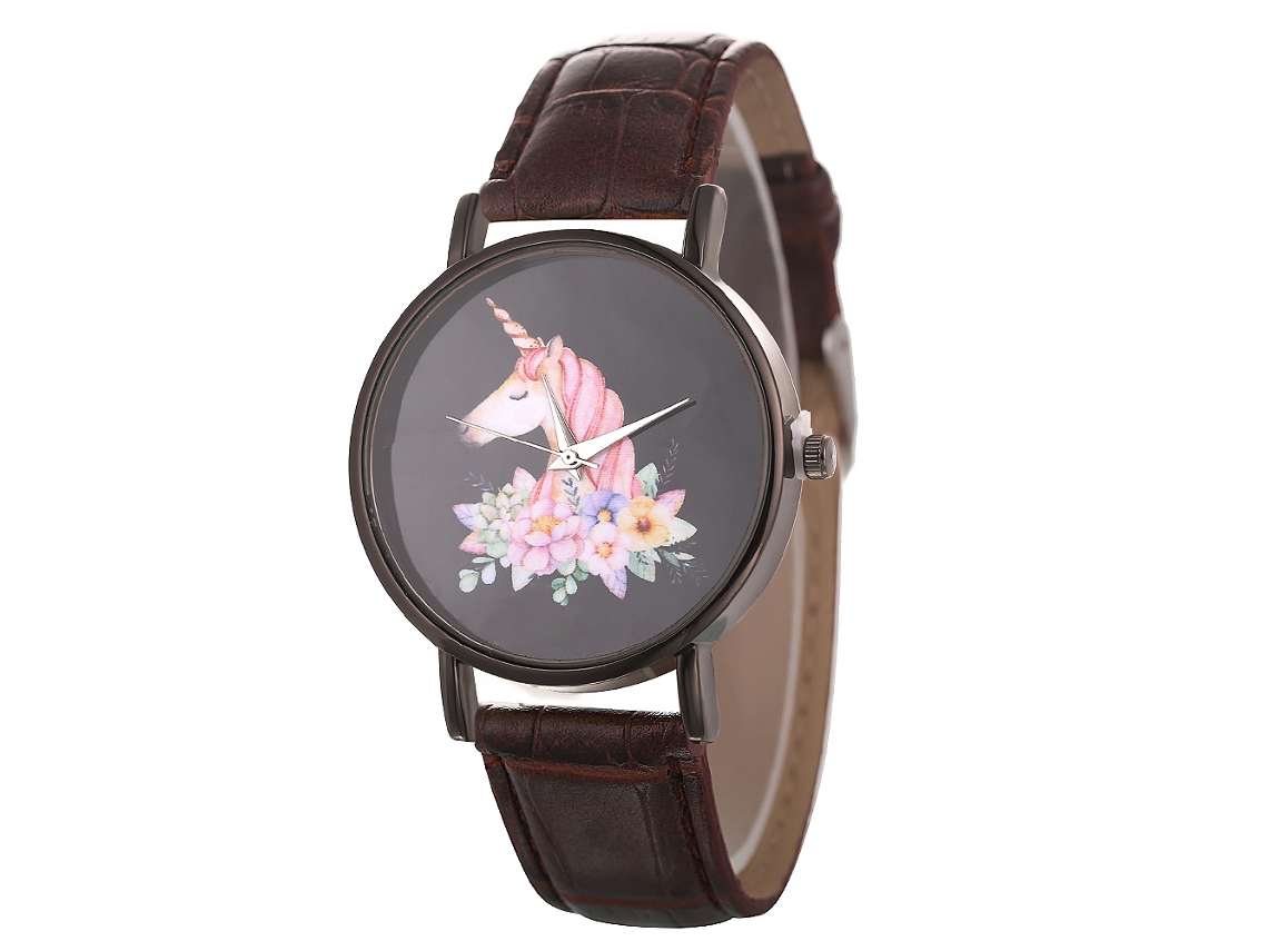 Reloj De Pulsera De Aleación Con Dial Redondo Reloj De Cuartzo Pareja Café