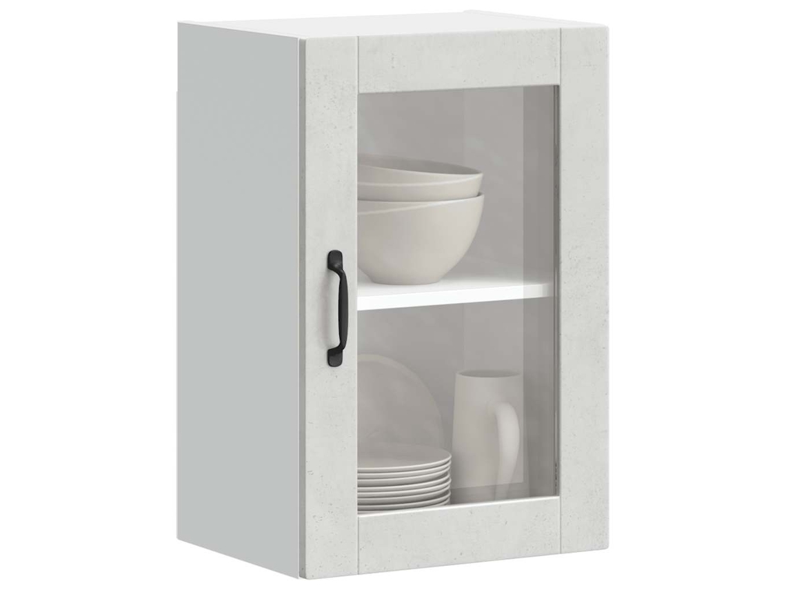 Vidaxl Armário De Parede De Cozinha Porta De Vidro porto Cinza Betão