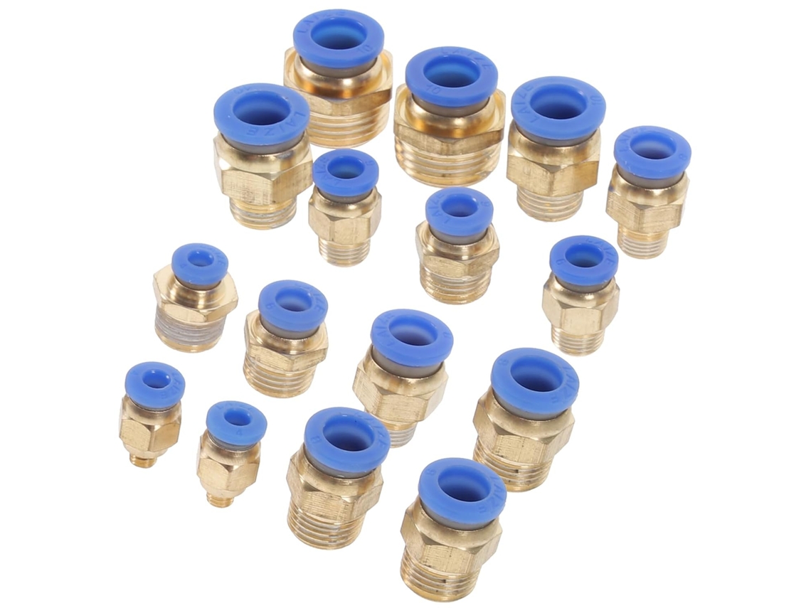Conjunto de 16 peças de conexão para mangueira de ar, conectores Retos com rosca para PC.