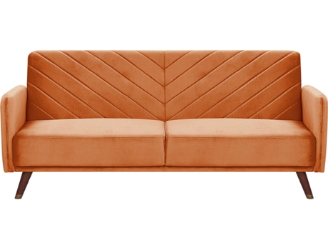 Sofá-cama de 3 lugares em veludo laranja SENJA