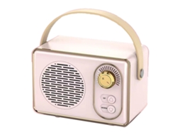 Caixa de Som Portátil Sem Fio Vintage Retrô Baok, Pequena, com Som Nítido para Casa, Viagens e Atividades ao Ar Livre - Rosa