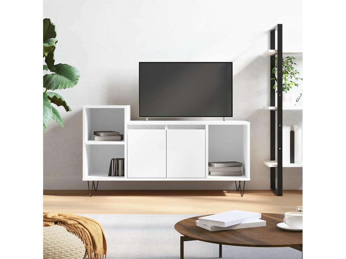 Vidaxl Móvel P/ Tv 100x35x55 Cm Madeira Processada Branco