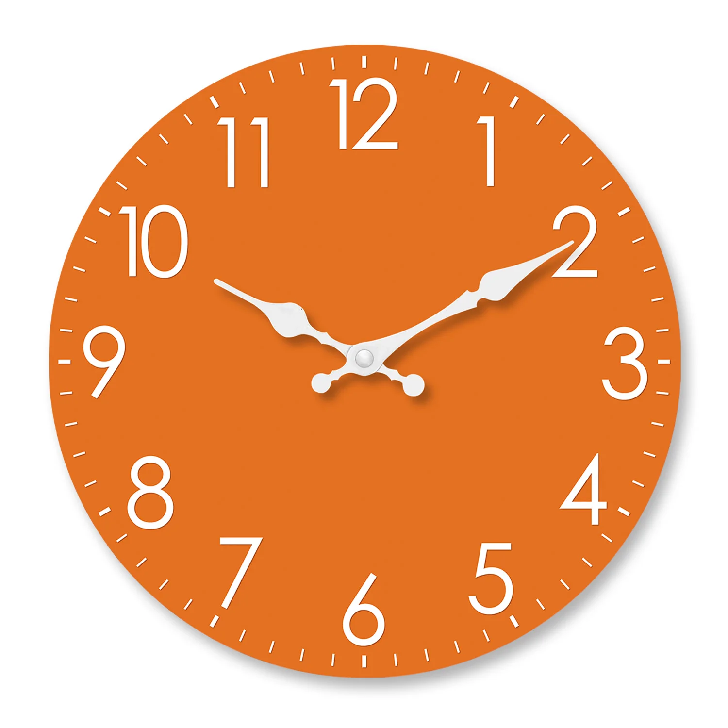 Relógio De Parede Moderno Minimalista De Madeira Laranja (35,5 Cm), Relógio De Quartzo Silencioso