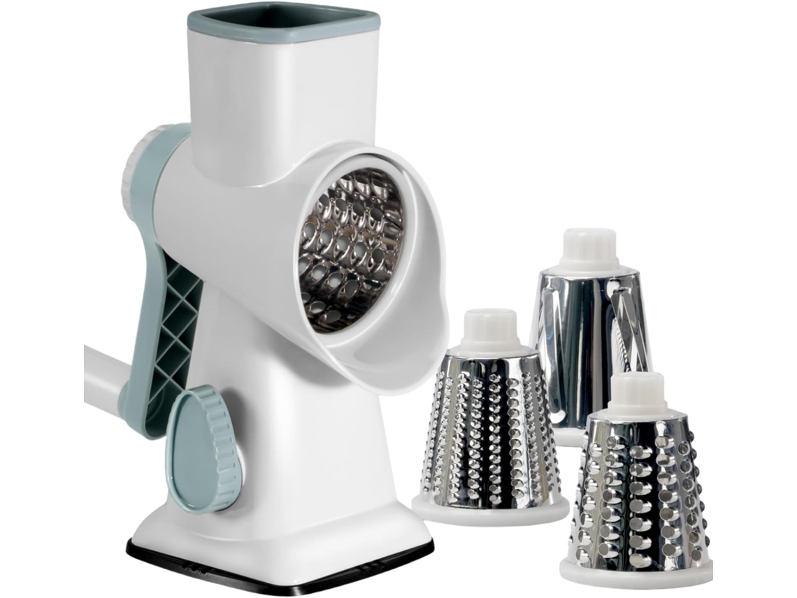 Ralador Rotativo Com 3 Lâminas, Para Fatiar, Ralar Grosso, Cozinha, Picador De Legumes, Queijo Parmesão Aquaforge (branco)