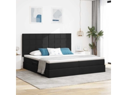 Vidaxl Cama De Armazenamento Led Com Colchão Preto 200 X 200 Cm Tecido