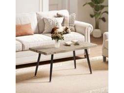 Mesa de Centro Nórdica Ajustável em Madeira e Aço, 100x50x45 Cm, na Cor Preta e Carvalho, Ideal para Sua Sala Moderna MEGA ECHO TRADE SHOP