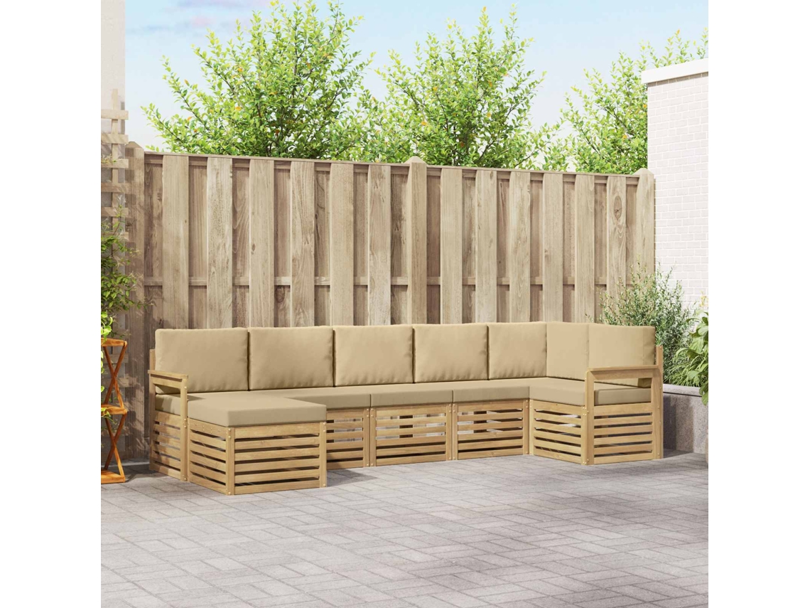 Vidaxl Conjunto De Sofás Para Exterior 6 Pcs Branco E Bege