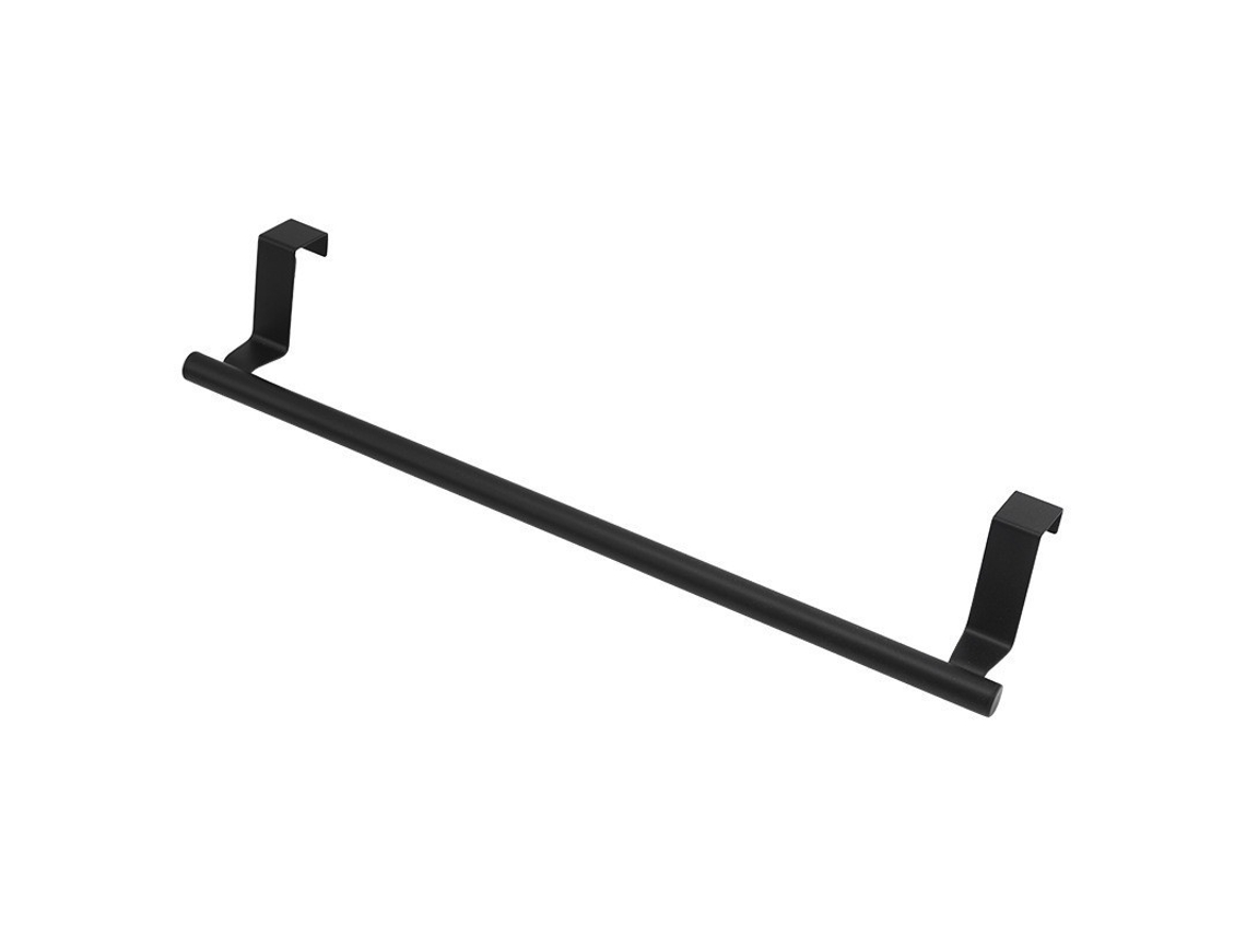 Porta toalhas Preto 36cm Inox Reforçado C/ Fitas Nano para Armário ZYBLSSBB
