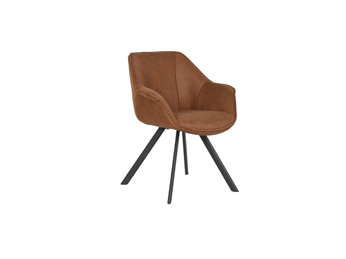 Cadeira De Sala De Jantar De Casa Esprit Preto, Camelo, Metal, Microfibra 64 X 67 X 85 Cm 67 X 64 X 83 Cm