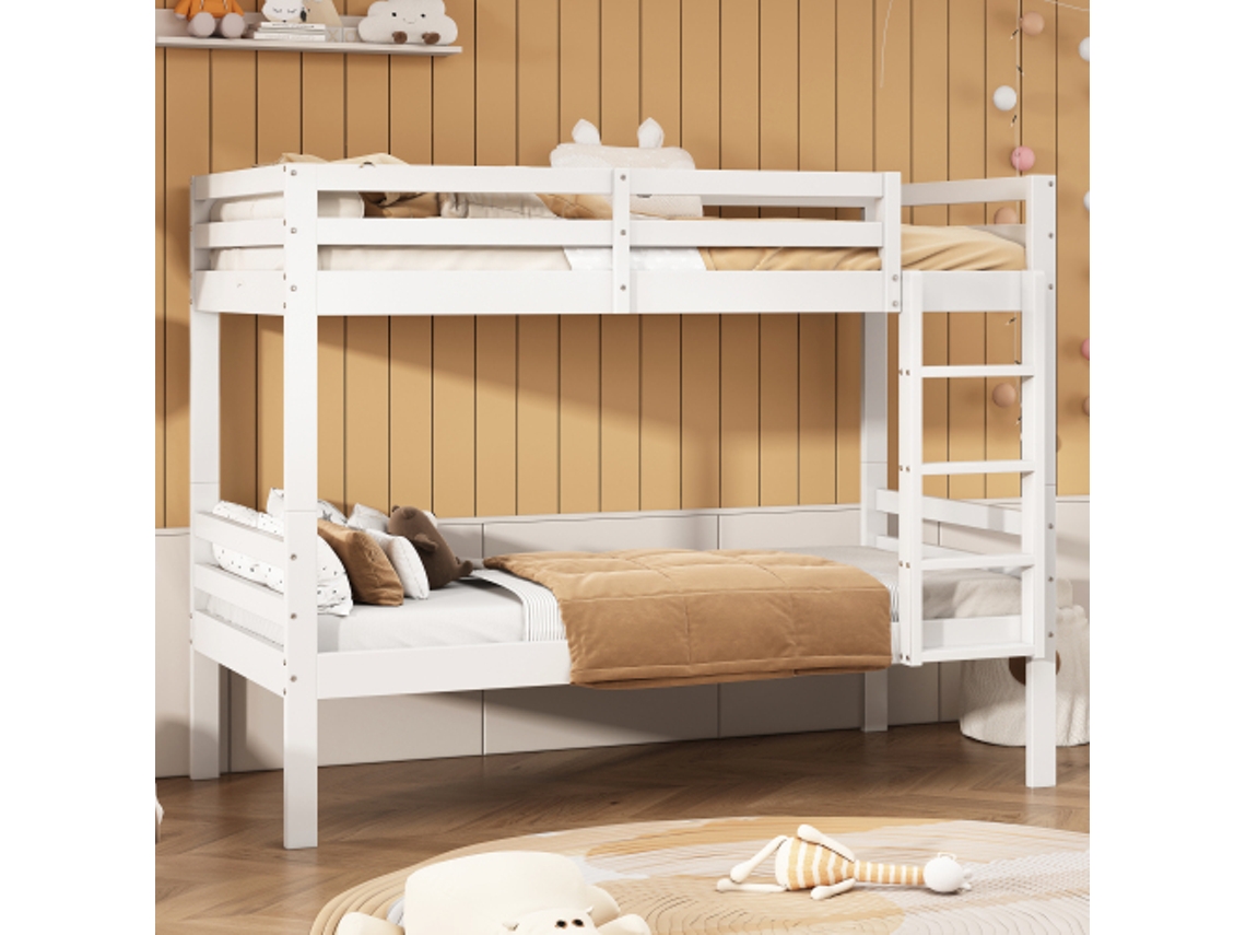 Beliche Para Crianças, Cama Infantil Com Escada Angular De Três Degraus E Grade De Segurança, Cama Dividida Em 2 Camas De Solteiro, Cama Juvenil, Ca