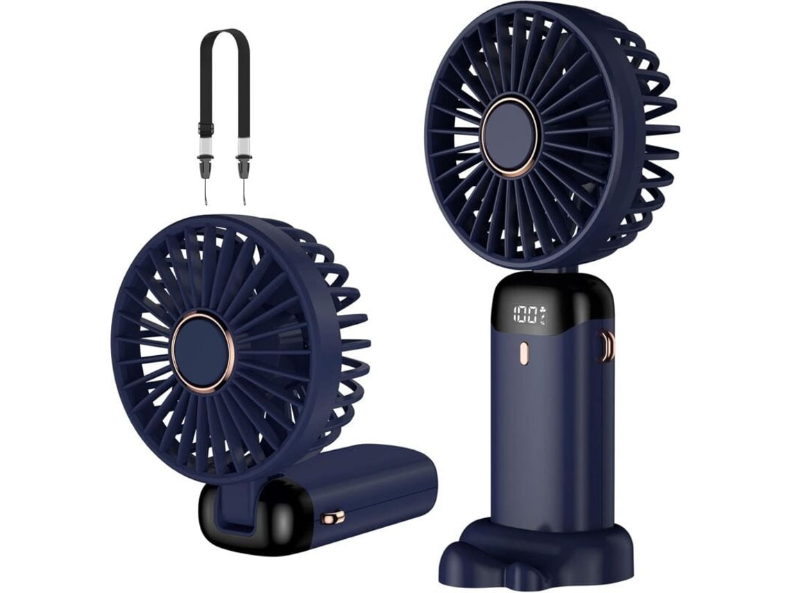 Ventilador de Mão Recarregável Usb, Pequeno, com 5 Velocidades e Base BRILVIBERA