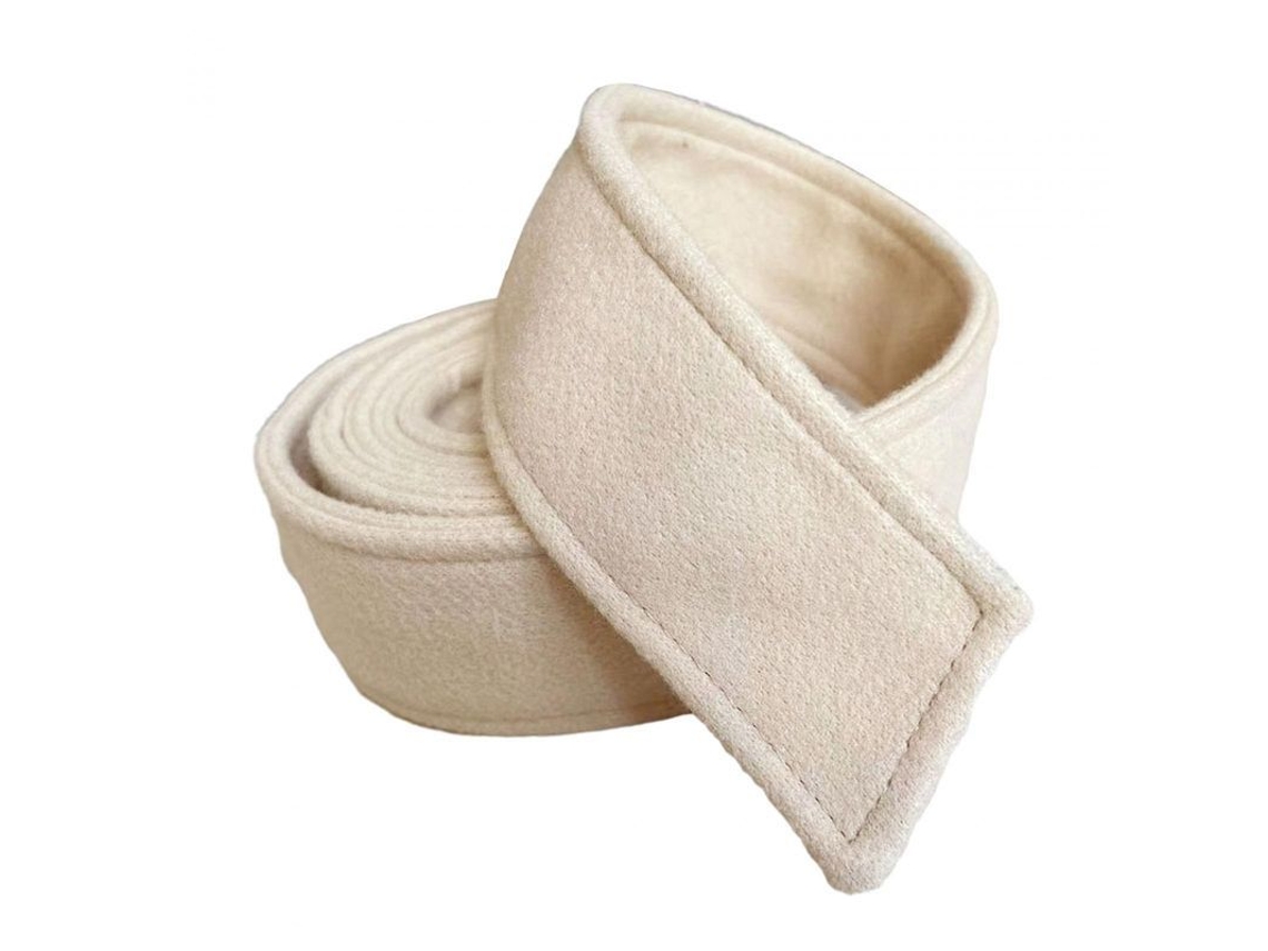 Cinto de Lã para Casaco Mulher com Fivela Versátil Cinto Largo para Casacos Trench e Jaquetas 175cm 180cmx5cm Bege