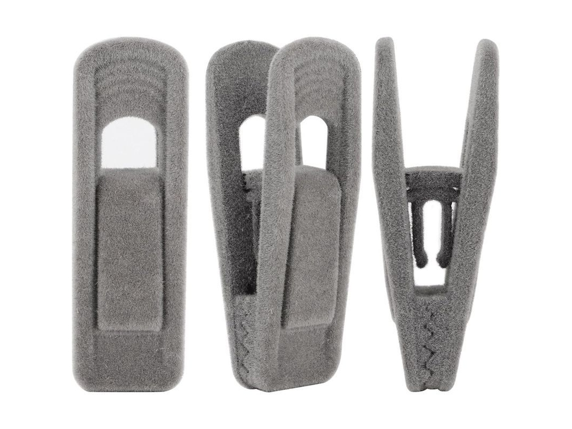 2026 20 Pinças para Cabides de Veludo, Clips Fortes para Calças e Saías, Cor Cinza