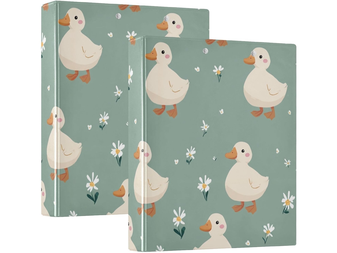 Pasta De Argolas Com 3, Sacos Internos E Estampa De Um Adorável Pato Real 3, 8cm 1-1 2 Polegada Da Magic Cartoons