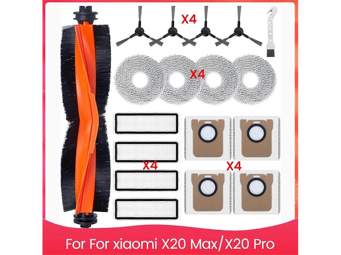 Para Aspirador De Pó Xiaomi X20 Max/x20 Pro, Escova Lateral Principal, Filtros Hepa, Esfregões, Sacos De Pó Slowmoose