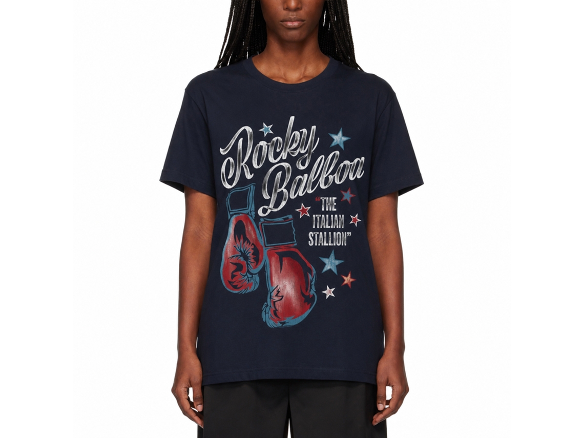 Rockinstone Rocky Movie R.b. Stallion Navy Adult T-shirt Size:xxxl