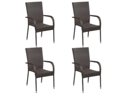 Maison Exclusive - 5 Pcs Conjunto De Jantar Para Jardim Castanho