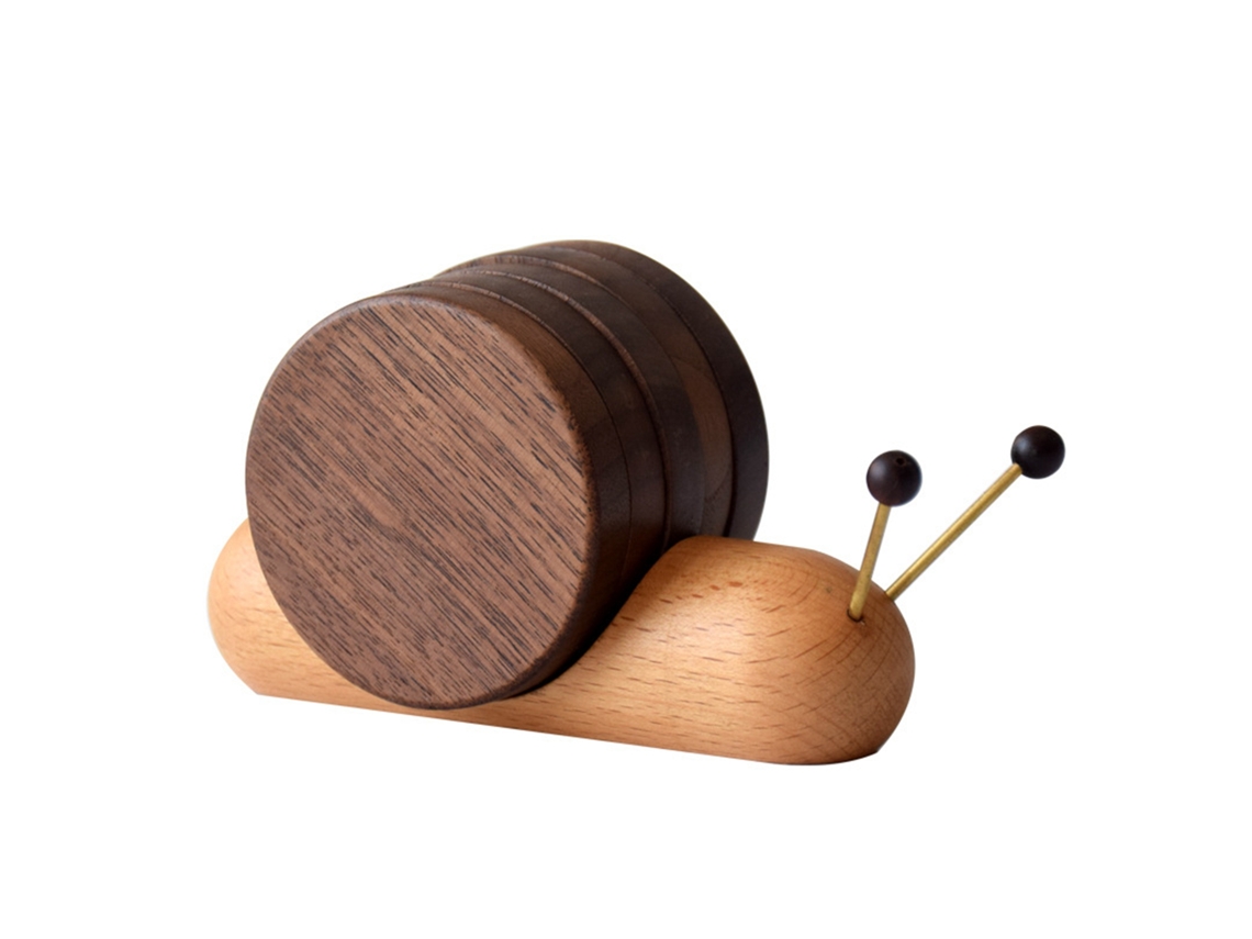 Porta copos de Madeira LAXISCREED Caracol com Ímã 5pcs