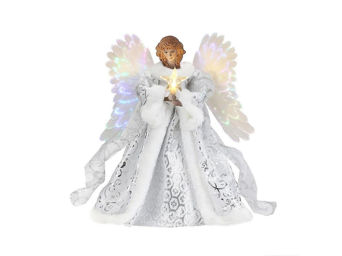 Pendente De Anjo Para Topo De Árvore De Natal Com Luzes Led Usb 2m Material Acrílico 25x25cm B