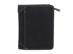 Carteira Masculina de Couro Pu com Fecho Zipper e Múltiplos Cartões S/MARCA