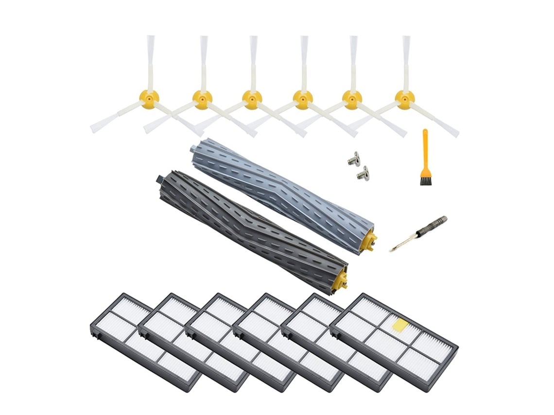 Kit de peças de reposição para aspirador de pó irobot roomba 860 870 880 890 960 980 990, 6 filtros, 6 escovas laterais, 1 extrator de detritos em t