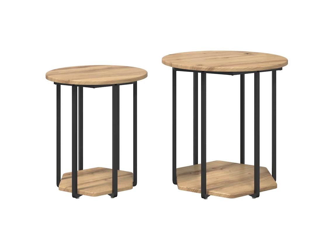Conjunto de Mesas de Apoio com Prateleira 2 Pcs Castanho MAISON EXCLUSIVE (0,5x0,5x0,5 cm)