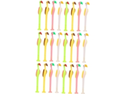 Conjunto De 24 Canetas Em Gel Com Estampa Flamingo, Tinta Preta,