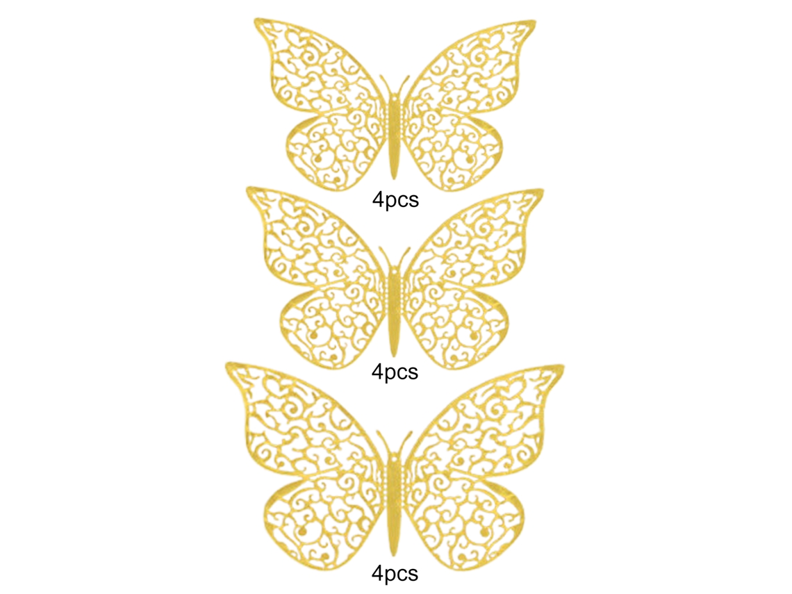 Adesivos Parede Borboleta Dourada 3d Decorativos