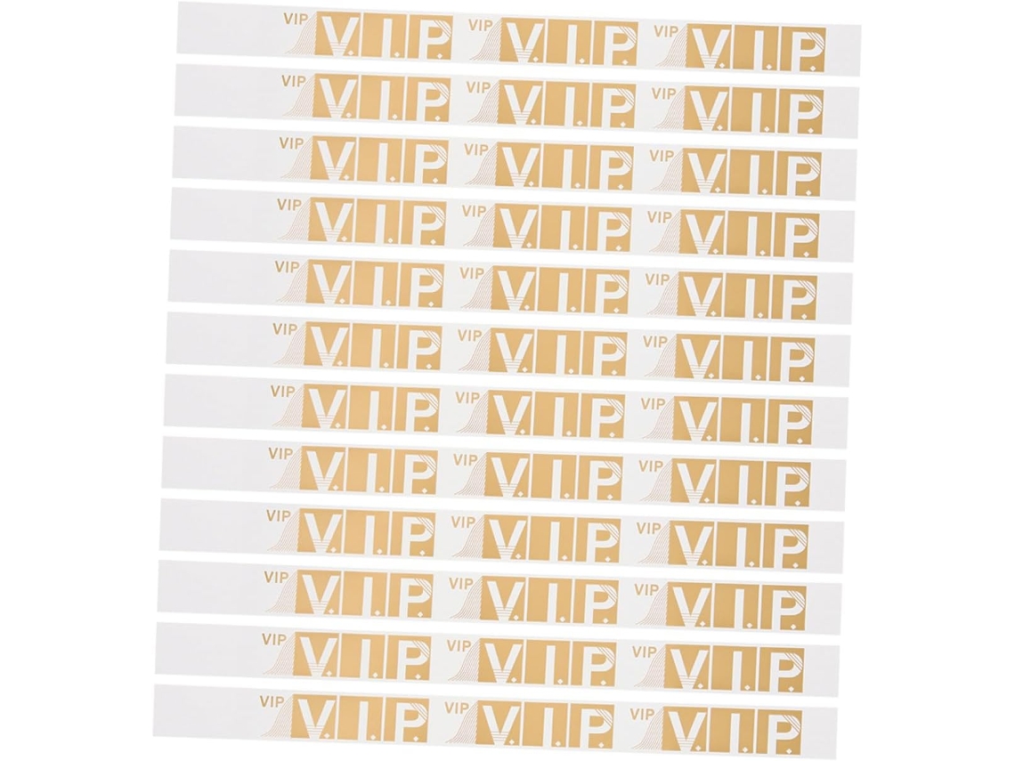 Pacote Com 100 Pulseiras Vip Douradas À Prova D Água Para Eventos, Feitas De Papel Sintético Durável E Visível, Ideais