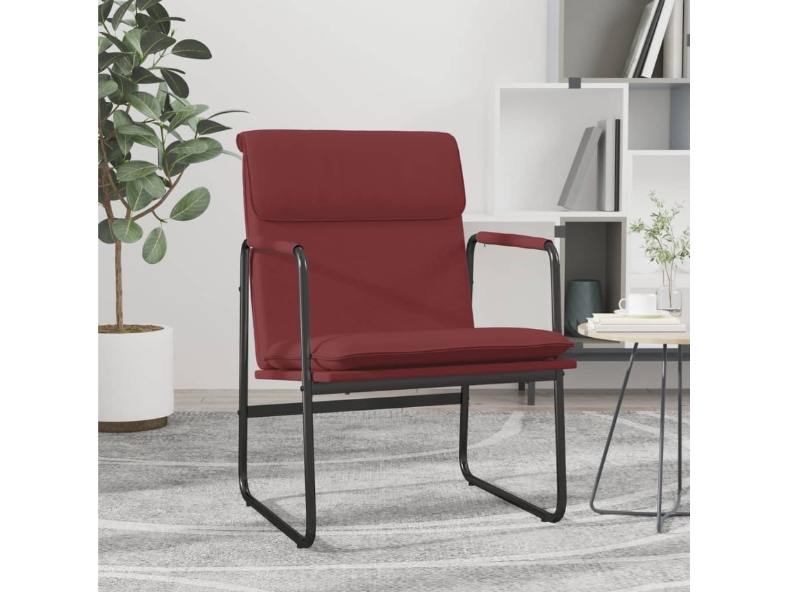 Vidaxl Cadeira Lounge 55x64x80 Cm Couro Artificial Vermelho Tinto