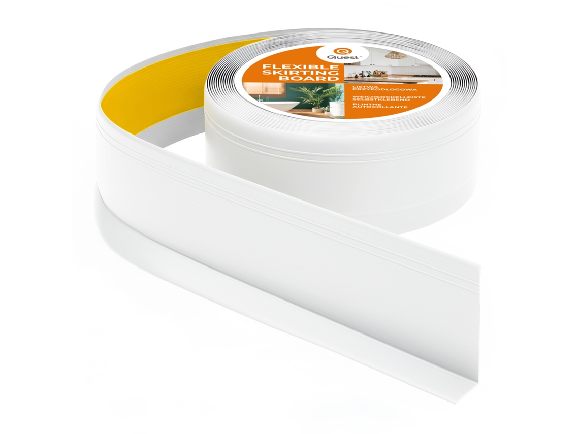 Rodapé Pvc 70x20 Mm Flexível Autoadesivo Com Fresa Decorativa, 5 M, Cinzento