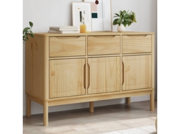 Vidaxl Aparador Floro 114x43x74 Cm Pinho Maciço Castanho Mel