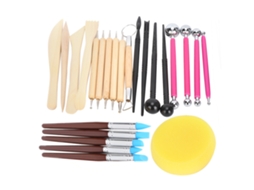 Conjunto De 24 Peças Para Modelagem Em Argila: Caneta Esferográfica, Ferramenta De Pontilhar, Pincel Para Decoração De Bolos E Esculturas Em Argila.