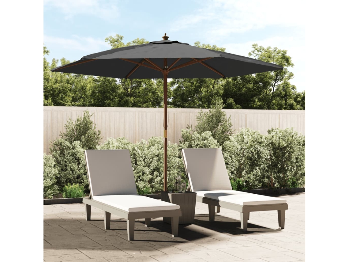 Vidaxl Guarda-sol De Jardim Com Poste De Madeira 299x240 Cm Antracite
