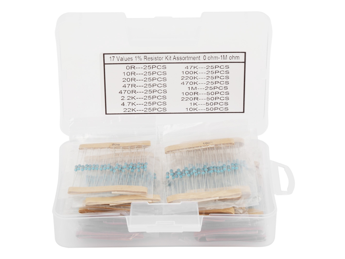 Kit de Resistências de Filme Metálico 525 peças 1/4w 17 valores | S/MARCA