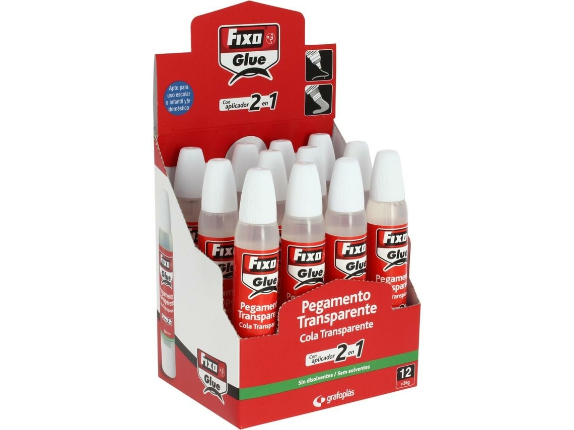 Cola Instantânea Fixo Transparente Ponta Dupla 35 g12 Unidades