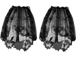 Conjunto de 2 peças Renda Preta Halloween Luster com estampa Morcegos e capa protetora para lâmpadas. SFUSHOS