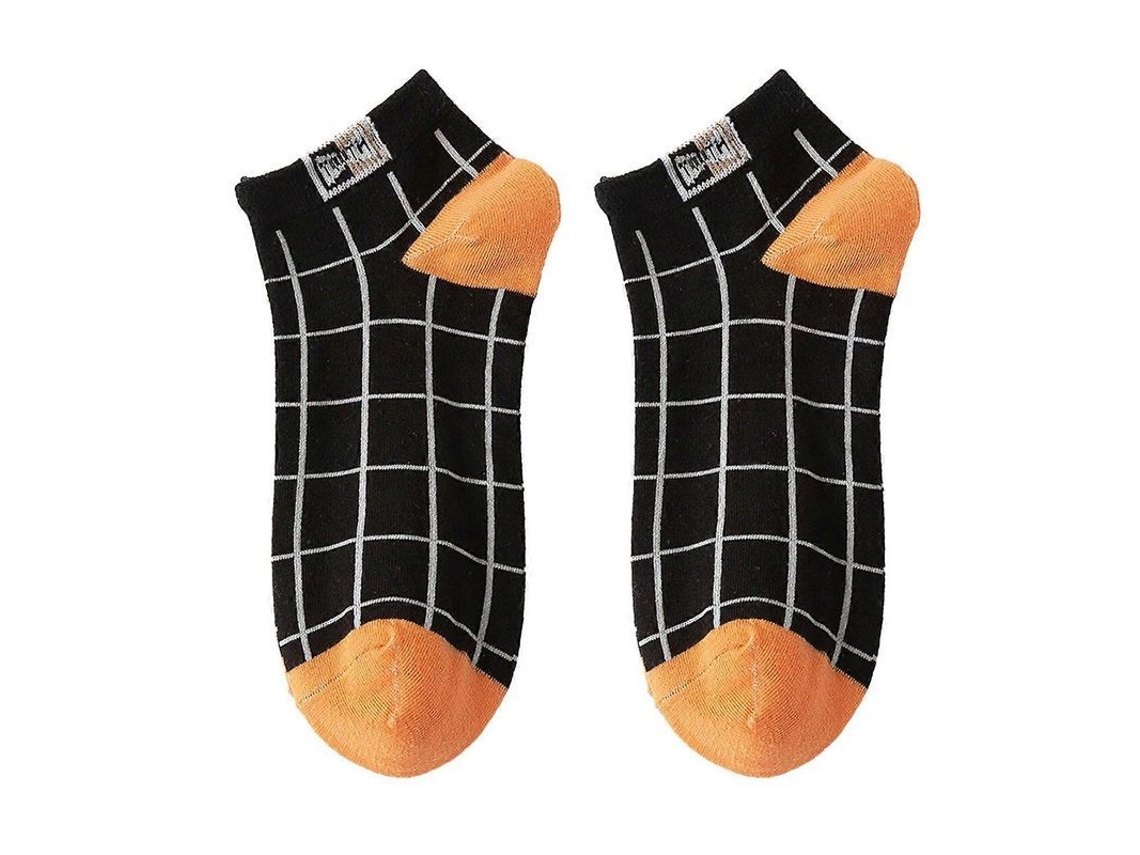 Meias masculinas de algodão, cano baixo, antiderrapantes, com estampa xadrez grossa, elásticas, inodoras, para uso diário e esportivo (modelo 2026).
